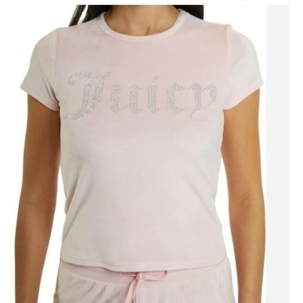 Juicy Couture Lounge Set Sz XL Pink Velvet Fleece Rhinestone Logo